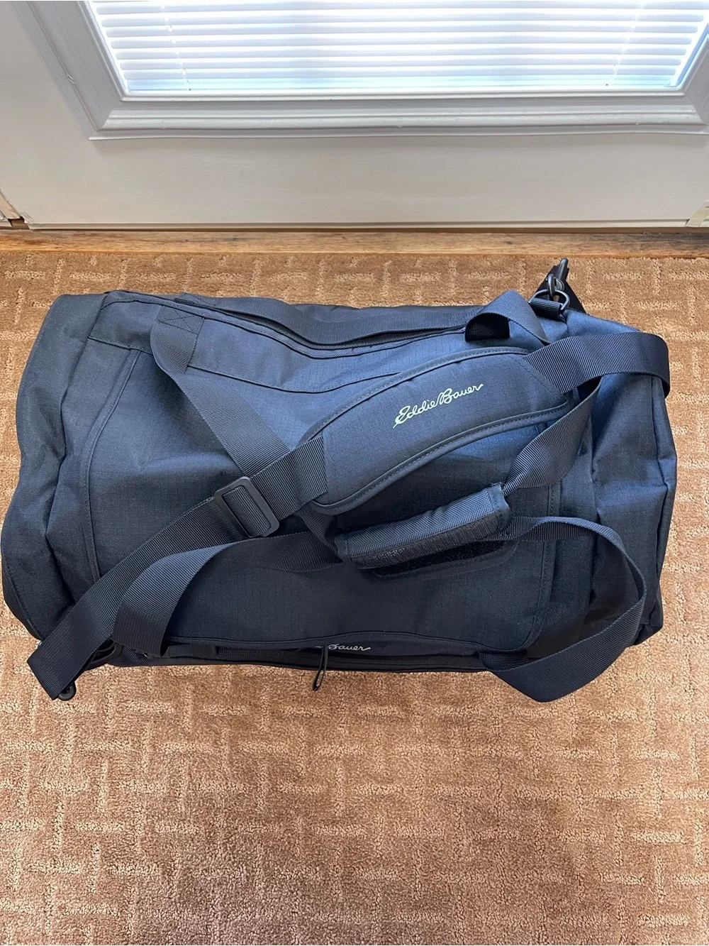 Eddie Bauer Black Duffel Bag with MyNavCare Embroidery